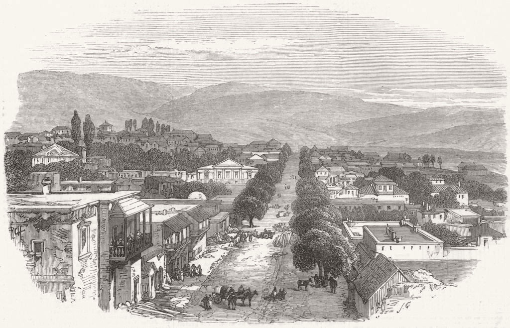 EURASIA. Chemaka, Russian Caucasus, earthquake 1872 old antique print picture